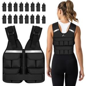 Sportneer Weighted Vest for Men Women: 2lb - 30lbs Adjustable Weighted Vest Men with Reflective Stripe Weight Vest Running Vest for Women Gym Home Workout Fitness Exercise Strength Training Black