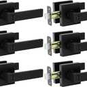 AIKKIL Matte Black Door Handle Interior Knob Keyless Levers Set (6 Pack), Heavy Duty Privacy Lock for Bedroom or Bathroom, Reversible for Left Right Sided Doors