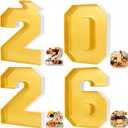 Tellingyou 4 Pcs 13.7" 2026 Charcuterie Numbers Fillable Graduation Disposable Mache Box Chocolate Candy Tray Grad Container Decoration(Gold,2026)