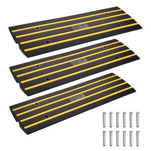 VEVOR Driveway Curb Ramp, 3 Pack 1 Channel Heavy Duty, 22046 Lbs/ 10 Ton Capacity Rubber Driveway Curb Bridge, 2.6" Rise Ramp for Driveway, Loading Dock, Garage, Sidewalk, Car