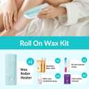 Roll On Waxing Kit for Hair Removal - At-Home Body & Face Wax Kit for Women & Men with 2 Wax Cartridges & 50 Strips, Depilatory Kit for Legs, Arms, Bikini (Green)