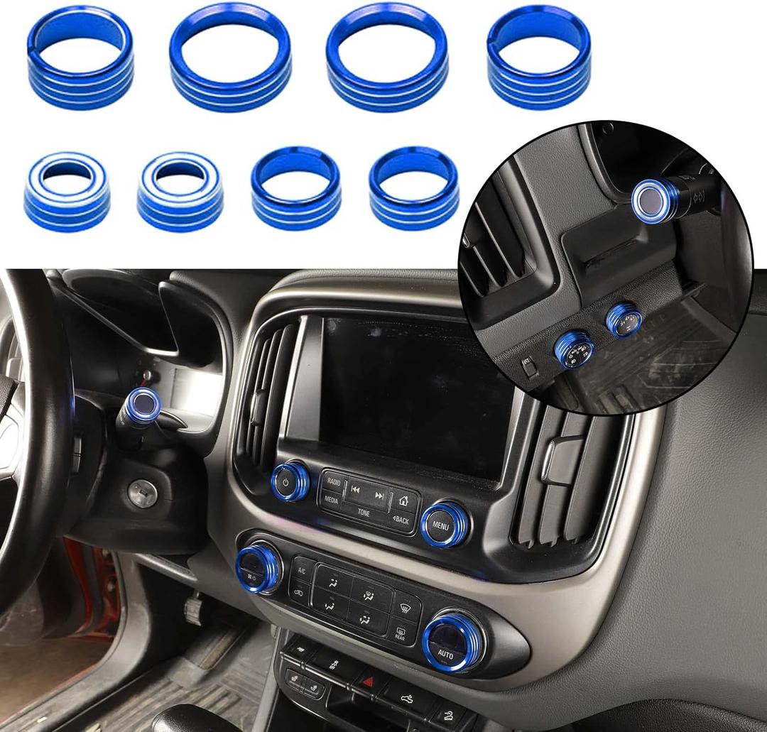 JWWY for Colorado Radio AC Knobs Air Conditioner Switch Button for 2014-2025+Chevy Colorado, Center Console 4WD Switch Knob for GMC Canyon 2014-2022 Interior Accessories Aluminum Alloy Blue