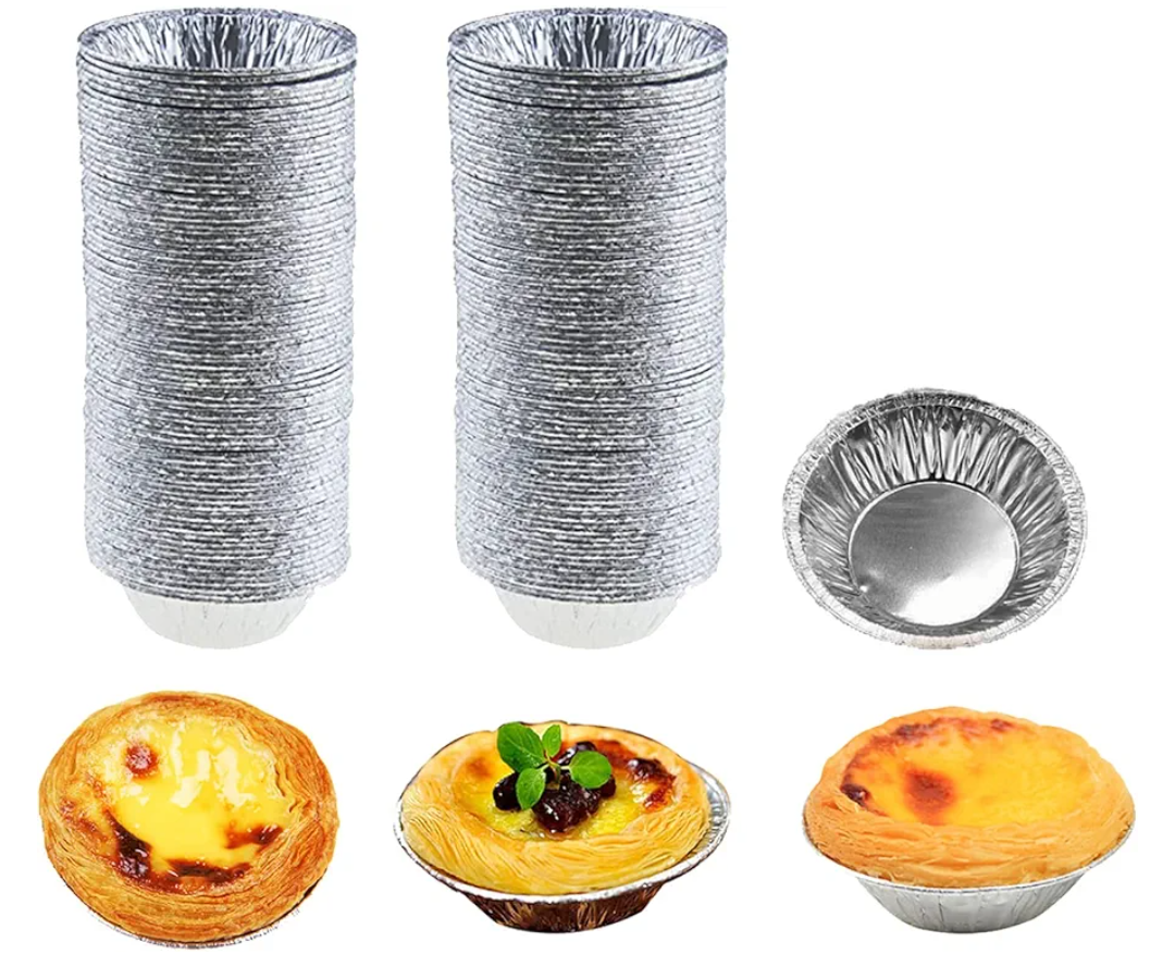 100 Pcs Aluminum Foil Mini Pans, Great for Baking Tarts, Quiche, Pudding, etc.