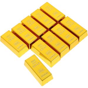 Vaguelly 10pcs Simulation Gold Bars Imitation Plastic Gold Bar Decor for Pirate Party Halloween and Stage Props Chic Design Compact for Boy Girl