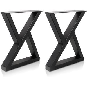 16 Inch Bench Legs Metal Table Legs Coffee Table Legs Heavy Duty Furniture Legs End Table Legs, Set of 2, Black (Double Triangle)
