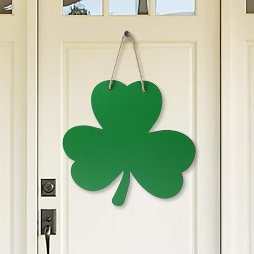 St Patricks Day Door Decorations Wooden Shamrock Hanging Sign for Holiday Farmhouse Home Front Porch and Wall Window Decor