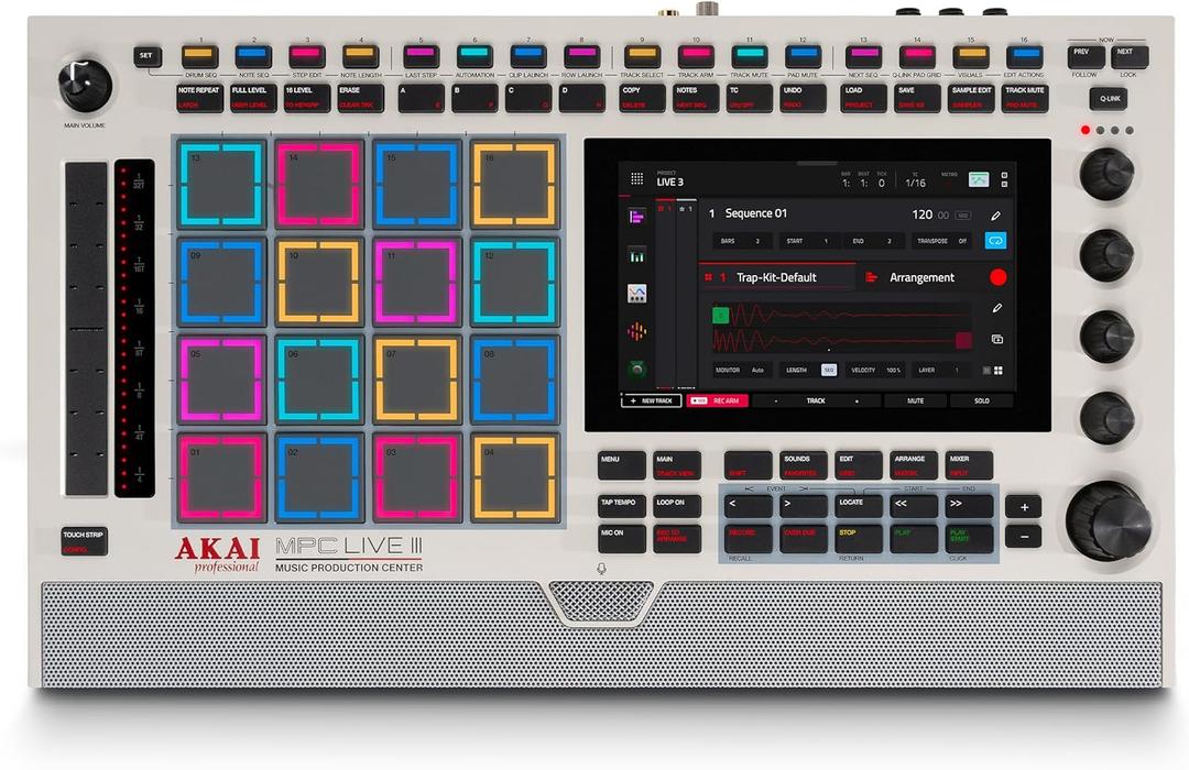 Akai Professional MPC Live III Retro - Standalone Portable Music Production Center with MPCe Pads, Sequencer, Touchscreen, Mic, Stereo Monitors, Audio Interface, Wi-Fi, Bluetooth, Battery, Touchstrip