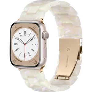 Lerobo Resin Band Compatible with Apple Watch Series 11/10/9/8/7 38mm 40mm 41mm 42mm 44mm 45mm 46mm 49mm,Fashion Lightweight Strap for iWatch Series 6/5/4/SE/Ultra 3 2 1 Wristband Replacement for Women Men (Colorful Ivory White - Rose Gold)