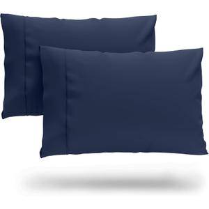 Cosy House Collection Premium Rayon Derived from Bamboo Pillowcase Set of 2 - Ultra Soft, Cooling & Breathable Bedding (King, Navy Blue)