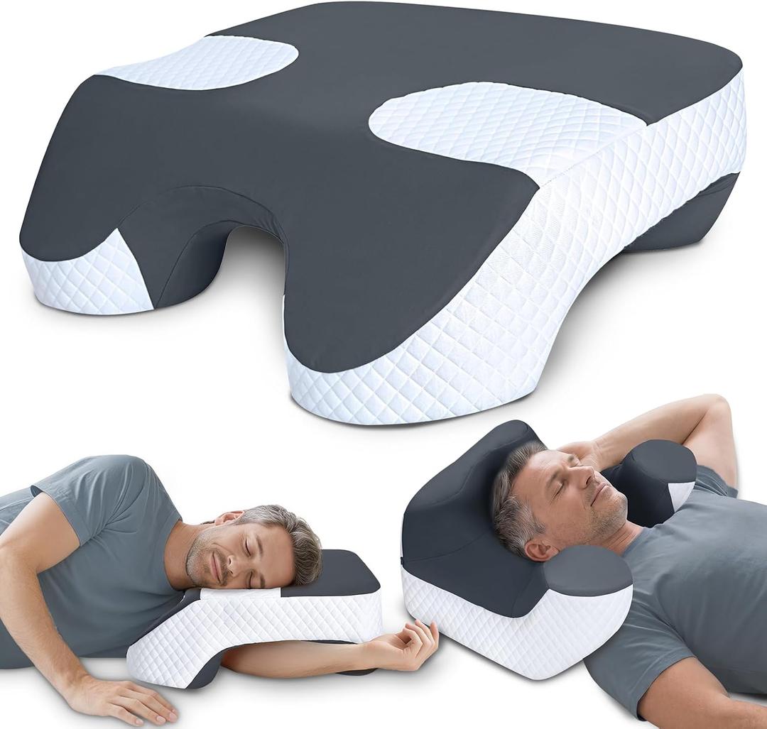 Side Sleeper Pillow with Arm Holes, 2 in 1 Shoulder Relief System