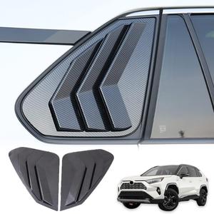 Blazeray Rear Side Window Louvers for Toyota RAV4 2019 2020 2021 2022 2023 2024 2025 ABS Carbon Fiber Sport Style Air Vent Scoop Shades Cover Blinds Trim External Accessories