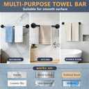 No-Drill Stainless Steel Suction Cup Towel Bar, Adjustable 14.624 Inch Bathroom Towel Rack for Glass Shower Door & Tile Wall, Heavy Duty Wall Mounted Towel Holder(Matte Black)