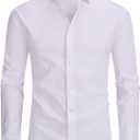 Alex Vando Mens Dress Shirt Easy Care Slim Fit Long Sleeve Cotton Stretch Button Down Shirt (White, XXL)