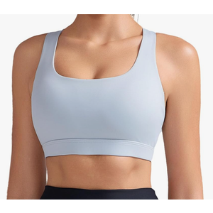 RUNNING GIRL Sports Bras for Women, Medium-High Impact Running Strappy Sports Bra with Removable Pads Size L Grey