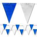 NACARUM Blue & White Pennant Banner Flags | OSHA 500lb Rated | Strand Fade Resistant 【102FT】