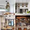 Industrial Black Pendant Light Fixture Vintage Farmhouse Mini Black Gold Pendant Lighting Rustic Hollow-Carved Cylinder Pendant Light for Kitchen Island, Dining Room, Bedroom