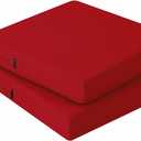 idee-home Outdoor Chair Cushions Set of 2, Waterproof Outdoor Seat Cushions for Patio Furniture, Outside Replacement Chair Pad with Ties for Lawn Deck Porch, 19 x 19 Red