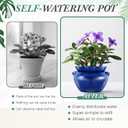 4 Sets African Violet Pots 4 Inch Self Watering Pot for Indoor Ceramic Self Watering Planter for Flower Lovers Ideal Plant Pot Thriving Flower Maintenance, Blue
