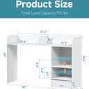 LAND·VOI Desktop Bookshelf with Drawer, Desk Hutch with 4 Storage Shelves for Computer Desk, Desk Shelf for Home Office Dorm, Dressing Tabletop, Bar Countertop, White, 37.2 x 10.24 x 24.61 inches