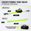 Retractable Ratchet Straps (4-Pack) - Heavy Duty Auto Slow Retraction Tie Down Straps - 1 Inch x 13 Feet (1,800lb Break Strength) for Truck, Cargo Trailer, Motorcycle, ATV, UTV - Green