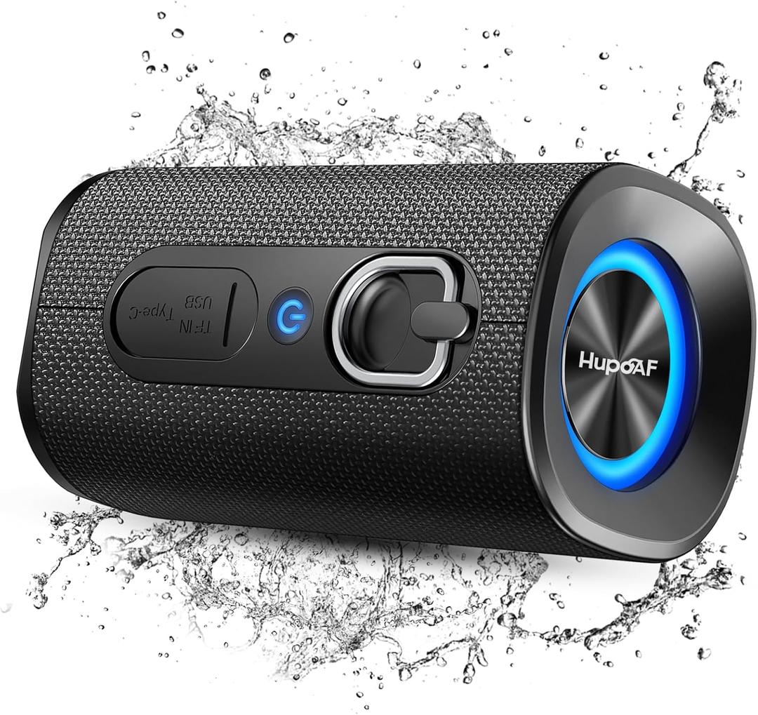 Bluetooth Speaker, 2026 BT5.4 Wireless Bluetooth Speaker with 20W 3DStereo Deep Bass, HD Call, Colorful RGB Lights, TFCard USB, TWS Pairing, IPX7 Waterproof for Outdoor Travel Party Home Beach, Black Pro