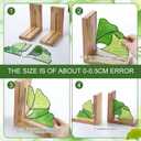 Maitys Ginkgo Leaf Bookends with Oak Wood Base Stained Glass Novelty Bookends Organizer Cute Book Ends for Shelves Desks Libraries Book Lover Gift (Green)