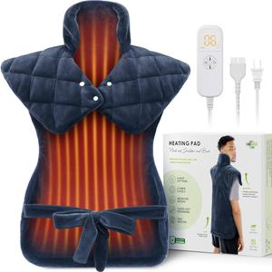 Fotgear Heating Pad for Neck Shoulders & Back  24"x37" Large Weighted Electric Heat Pad with 6 Time Settings & 8 Heating Levels, Fast Heating & Overheat Protection, Gifts for Mom Women, Gray
