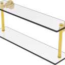 Allied Brass Washing Square Collection 22 Inch Two Tiered Glass Shelf, WS-2/22-PB
