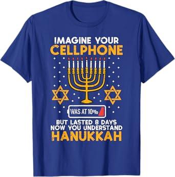 Hanukkah Imagine Your Cellphone Chanukah Jew Men Women Kids T-Shirt Medium