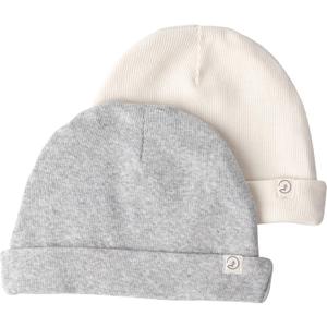 Little Planet by Carter's Unisex-Baby 2-Pack Caps Made with Organic Cotton (3-9 Months, Sweet Cream, Heather Grey)