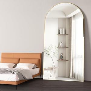 NEUWEABY Arched Full Length Mirror Standing Mirror with Stand 21x58 Inches “ Large Wall Mirrors Gold Hanging Standing or Leaning Against The Wall for Bedroom Entryway
