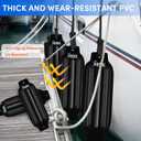 VEITHI Large Boat Fenders 4 Pack 8.5 x 27 inch, Ribbed Twin Eyes Vinyl Boat Bumpers Fenders, Boat Bumpers for Docking Come with Ropes Needles and Pump to Inflate, Pontoon Boat Fenders for Docking - Black