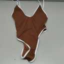 ESONLAR Women's Sexy Plunging V Neck Bathing Suit Open Back One Piece Swimsuits (Brown, S)