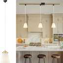 H-Type Track Lighting Pendant, HWH 1-Light Track Pendant Light Fixture Brushed Gold Finish with Frosted Milk White Striped Glass Shade for Kitchen Island, 5HZG97TP BG