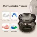Retainer Cleaner Case,Double Layer No-Leak Denture Cup for Soaking Dentures, Denture Bath for Invisalign Aligner,Retainers,Mouth Guard,Night Guard (Black)