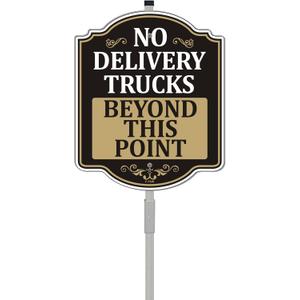 No Delivery Trucks Beyond This Point Sign in Driveway Private Property Road Drive Traffic 10" x 12" With 35" Long Metal Stakes Outdoor Use Yard Aluminum