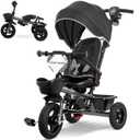 RIDYEE 7-in-1 Tricycle for 18 Months to 5 Years, All-Terrain Rubber Tires, Dual Wheel Brakes, Rotatable Seat for Toddlers 1.5-3, Tricycle for 3-5 Years with DIY Stickers, Grey, Small