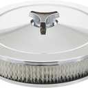 Proform Air Cleaner Assembly, Deluxe, 10 in Round, 2 in Element, 5-1/8 and 4-7/32 in Carb Flange, Dropped Base, Steel, Chrome, Kit
