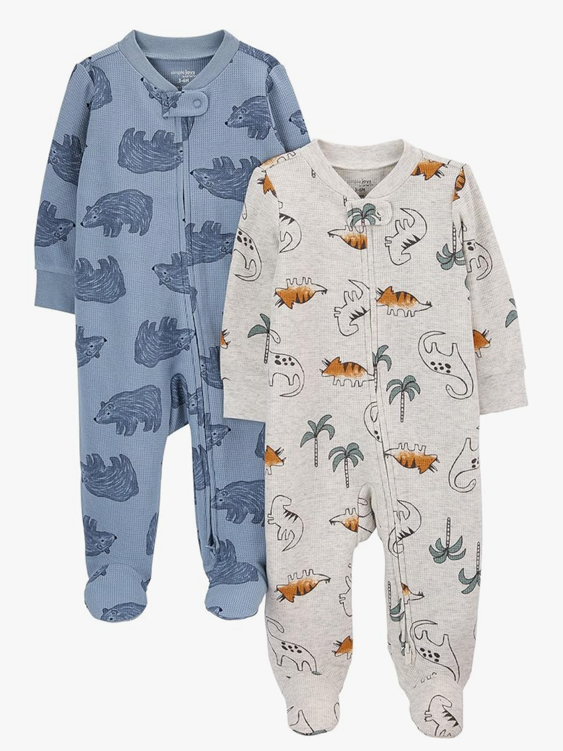 Simple Joys by Carter's Baby Boys' 2-Pack 2-Way Zip Cotton Footed Sleep and Play, Size 6-9 Months