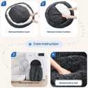 JOLLYVOGUE Calming Washable Dog Beds Large Sized Dog, 36Inch Donut Large Dog Bed with Removable Cover, Anti-Slip Round Fluffy Faux Fur Bed, Fits up to 80 lbs Pets, Dark Grey