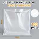 Maitys 100 Pcs 22"x22" Clear Plastic Bags with Handles Large Merchandise Shopping Bags for Small Business, Retail, Boutique Stores, Gifts