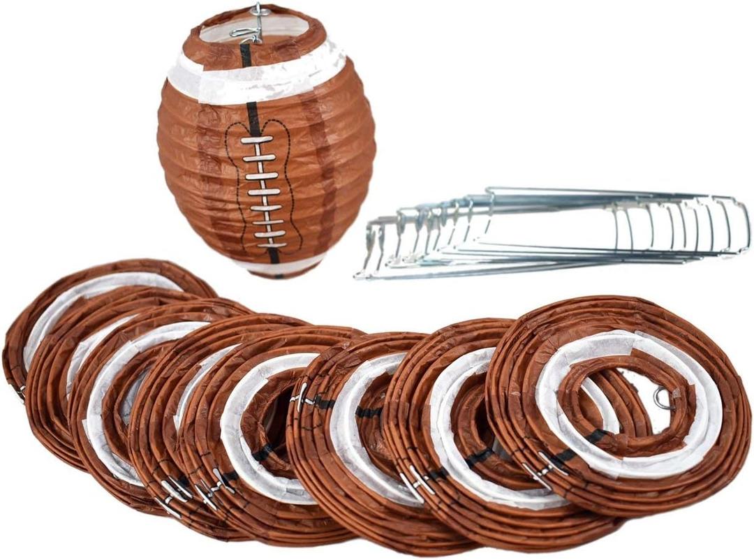 Quasimoon Paperlanternstore.com 4 Inch Football Shaped Sport Paper Lanterns, Even Ribbing, Hanging (10-Pack) Decoration