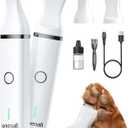Oneisall Dog Clippers with Double Blades,Cordless Small Pet Hair Grooming Trimmer,Low Noise for Trimming Dog's Hair Around Paws, Eyes, Ears, Face, Rump (White)