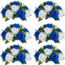 NUPTIO Flower Balls for Wedding Centerpieces - 6 Pcs 9.5 inch Diameter Fake Flower Ball Arrangement Bouquet Party Centerpieces for Tables - Royal Blue Rose Bouquet Centerpiece Flowers for Table