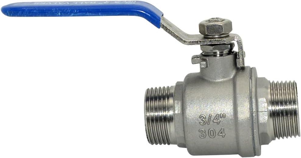 1Pcs Ball Valve, Heavy Duty Male NPT X Male NPT Thread with Long Handle Switch, Stainless Steel NPT Full Port Forged 1" Ball Valve for Water Oil and Gas, 1000 WOG (3/4'')