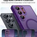 CANSHN Designed for Samsung Galaxy S23 Ultra Case [Full Camera Protection] [Compatible with MagSafe] Translucent Matte Shockproof Protective Phone Cover 6.8 Inch - Deep Purple