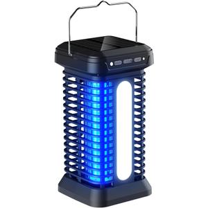 Bug Zapper Indoor Outdoor, Solar Mosquito Zapper 2 in 1 Portable & Rechargeable with Solar Panel LED Night Light, Waterproof Fly Zapper for Home Backyard, Patio, Backyard, Garden