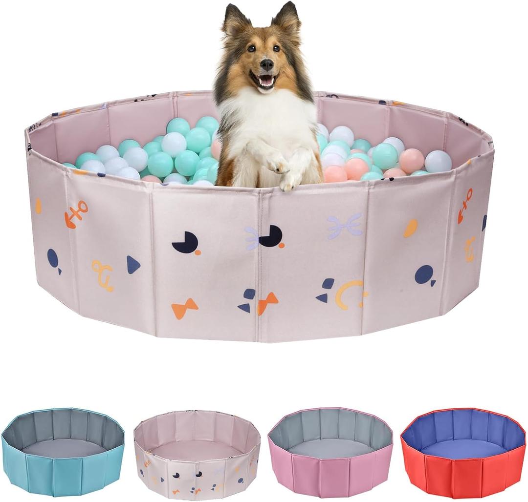 Dog Ball Pit, Foldable Ball Pit for Dog, Balls Pit for Dogs, Balls Pit for All Types of Dogs, Suitable for Indoor and Outdoor Activities (47.24inches in Diameter,No Ball Included,Khaki) (Large)