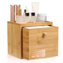 Disposable Face Towel with Bamboo Drawer Storage Box - Face Towelettes Disposable XL, Facial Towels Disposable, Makeup Organizer for Clean Towels, Makeup Remover Dry Wipes Washcloths 50 Ct