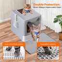 Stainless Steel Litter Box with Lid and Pull-Out Drawers, XL Metal Litter Box Top Entry for Big Cats, Leak-Proof Baffles for Easier Cleaning, with Litter Mat & Scoop